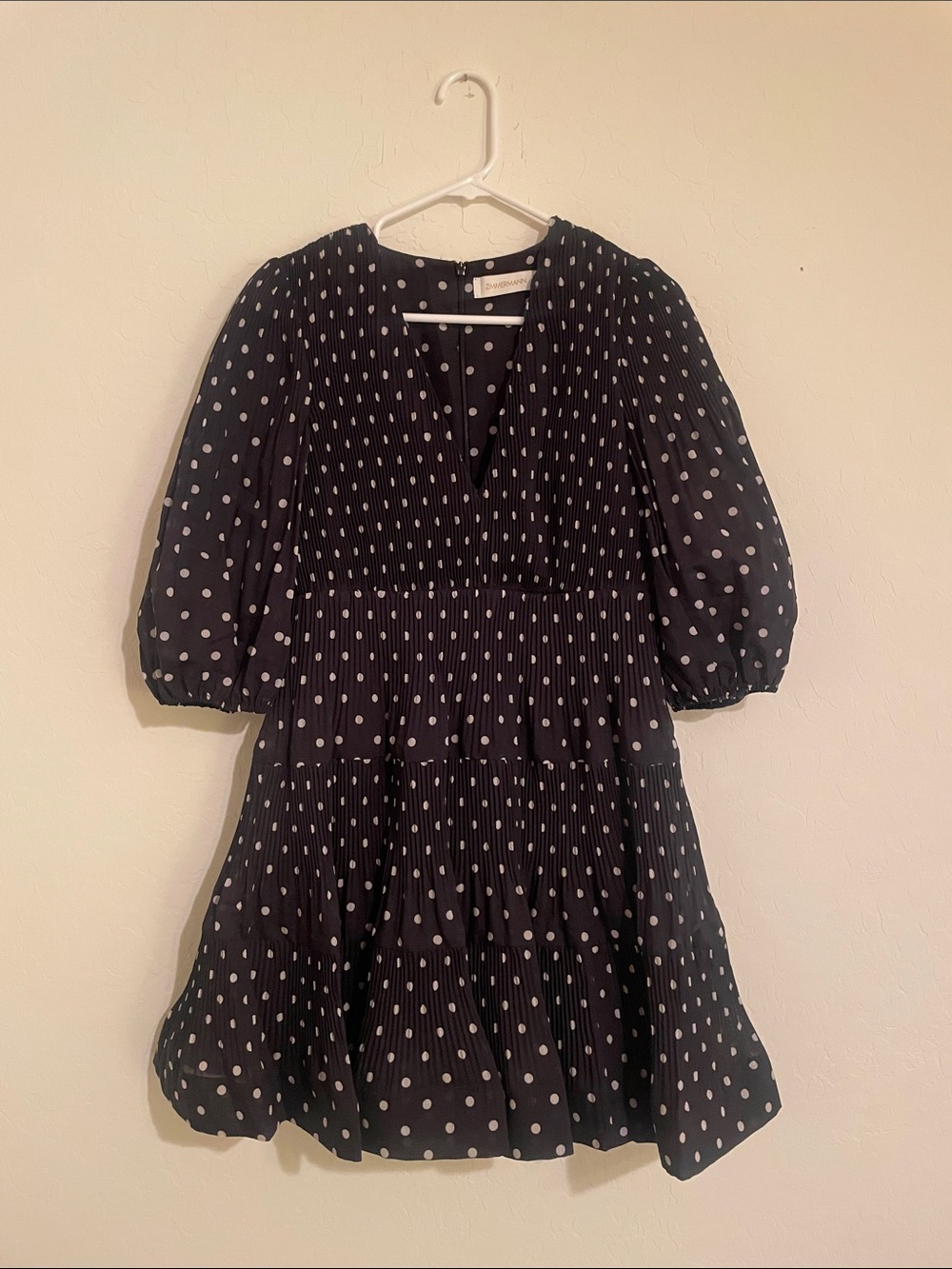 Zimmermann Black Polka Dot Tiered Dress